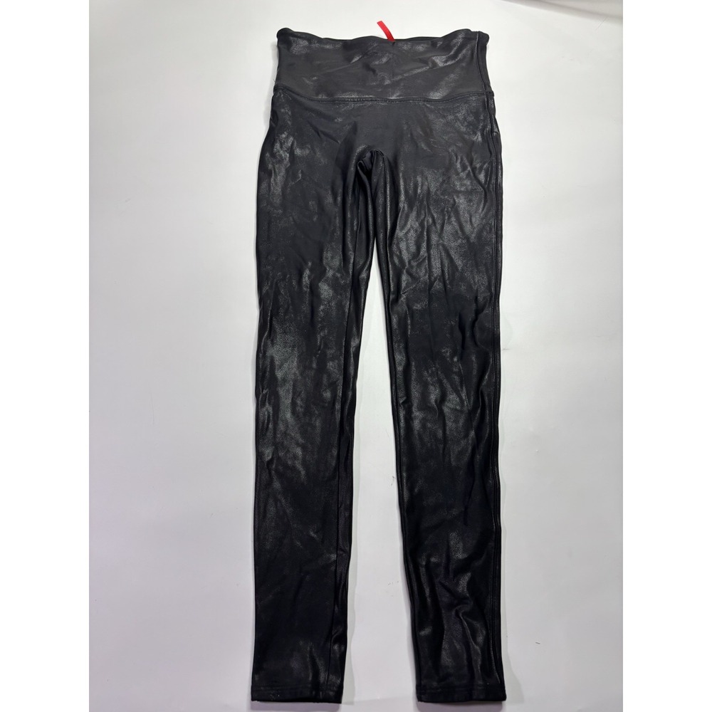 Spanx‎ Leggings Women's Petite Sz PS Faux Leather Pants Black High Rise Skinny